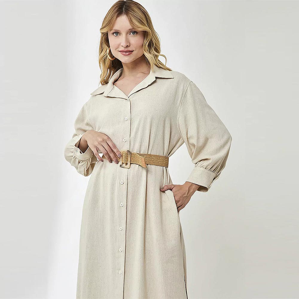 Chemise Viscolinho Cor Cru Anah  - Foto 4