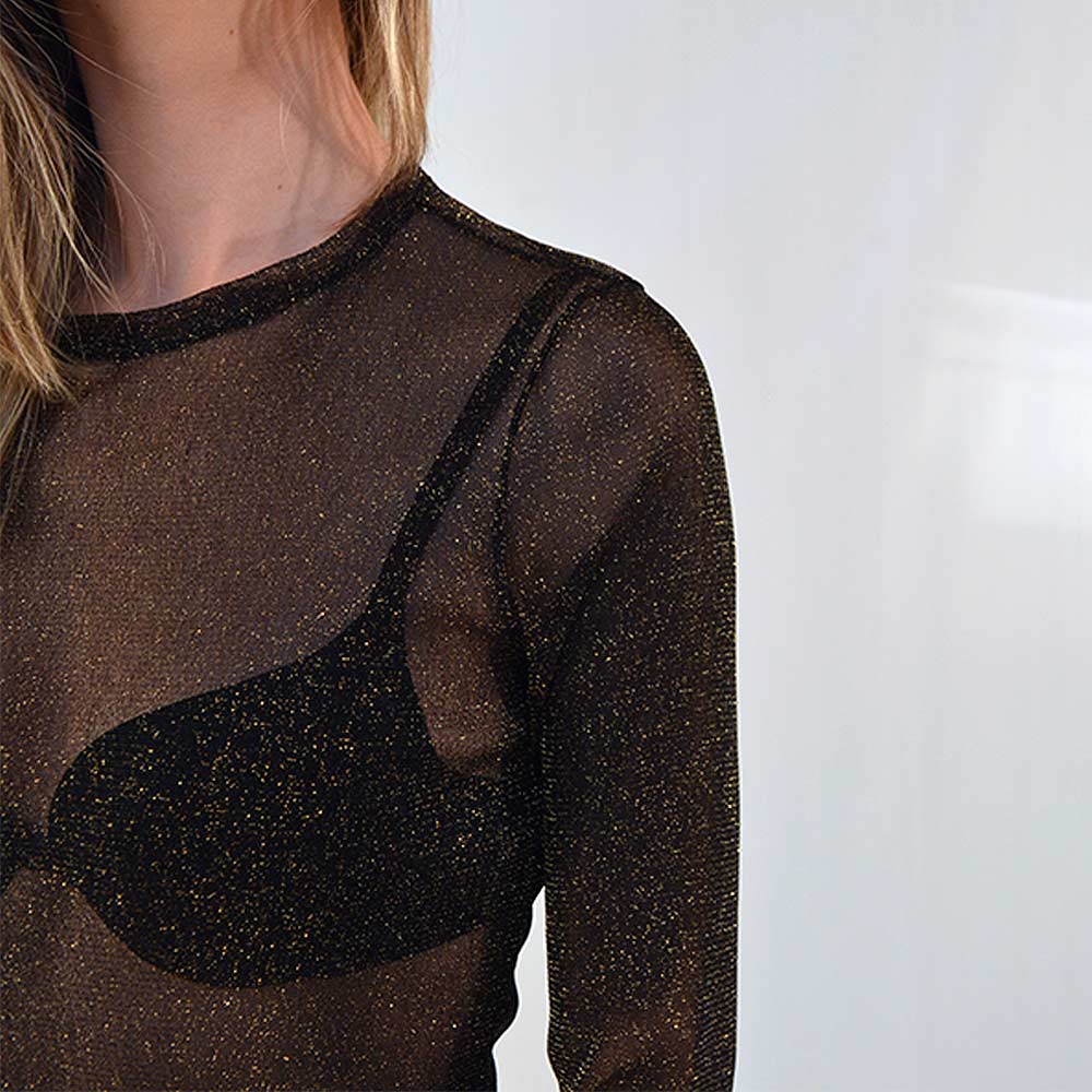 Blusa de Tela Lurex Preto Hush - Foto 3