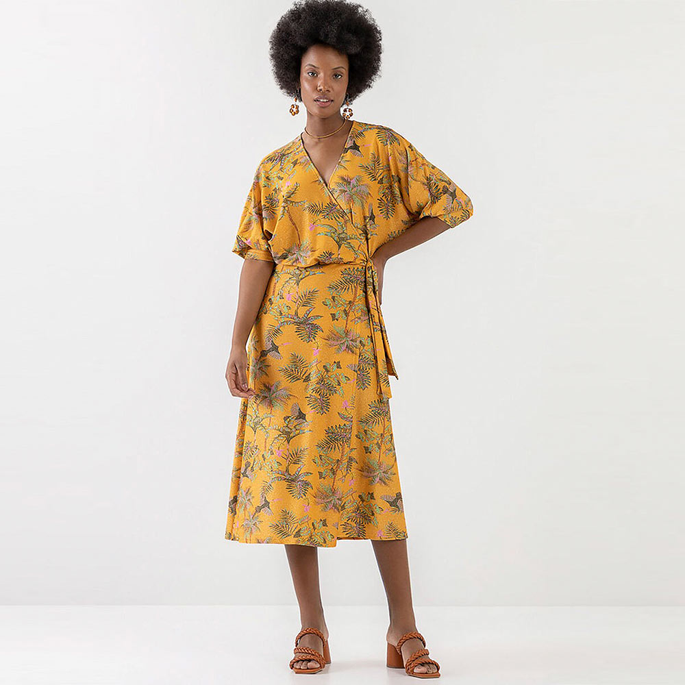 Vestido midi sales transpassado