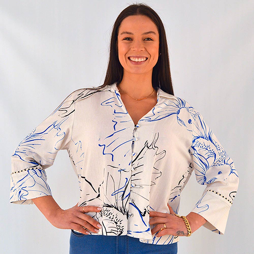 Camisa Peixe Flor Off White Lucidez - Foto 2