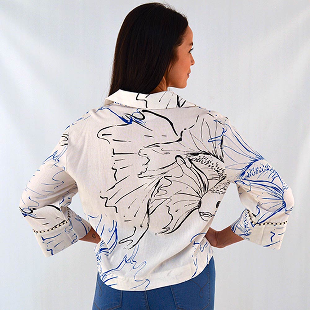 Camisa Peixe Flor Off White Lucidez - Foto 3