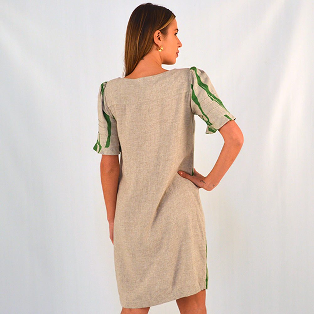 Vestido Modal Linen Estampado Verde Gatos e Atos  - Foto 2