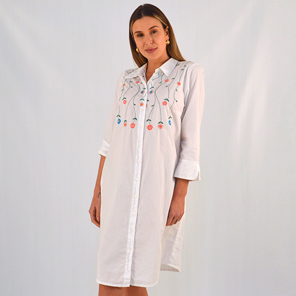 Vestido Tricoline Detalhes Bordado Branco Reserva Natural  - Foto 2
