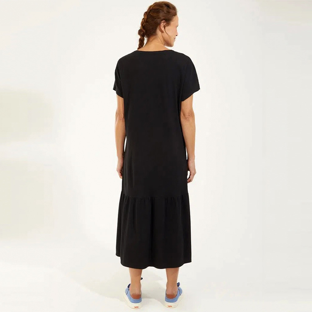 Vestido Midi Algodo Barrado Preto Canto  - Foto 2