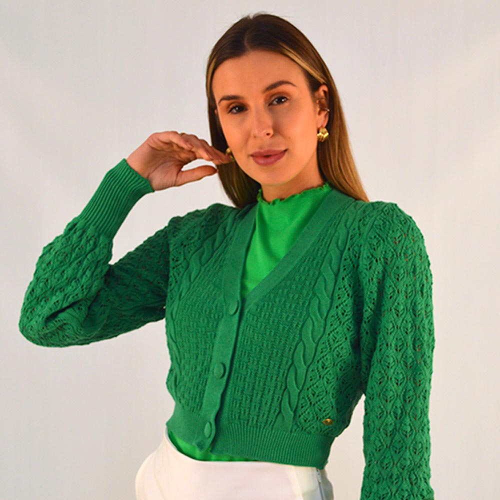 Casaco Tricot Verde Biamar - Foto 1