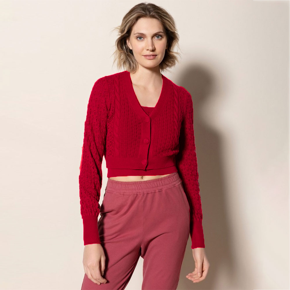 Casaco Tricot Vermelho Biamar - Foto 1