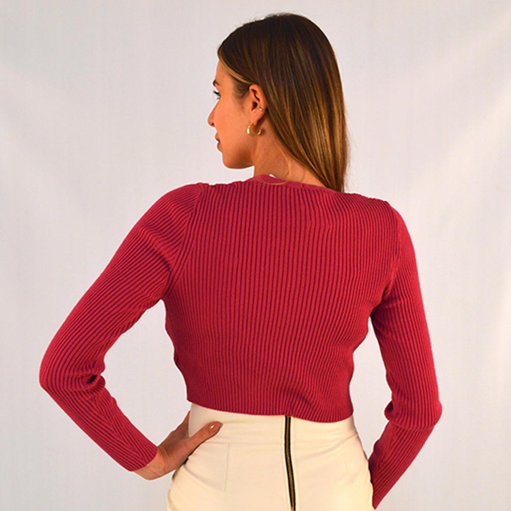 Casaco Cropped Tricot Pink Biamar - Foto 2