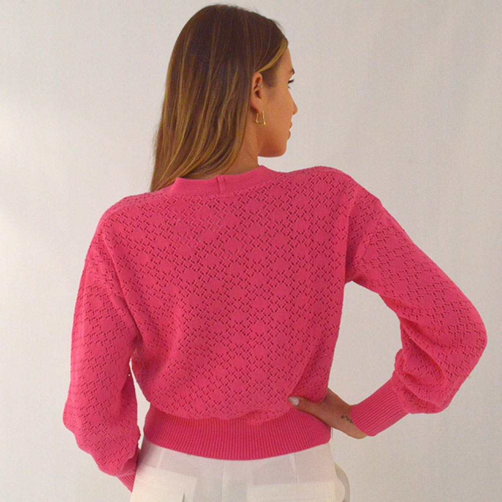 Cardigan Cor Pink Malhas Gida - Foto 2