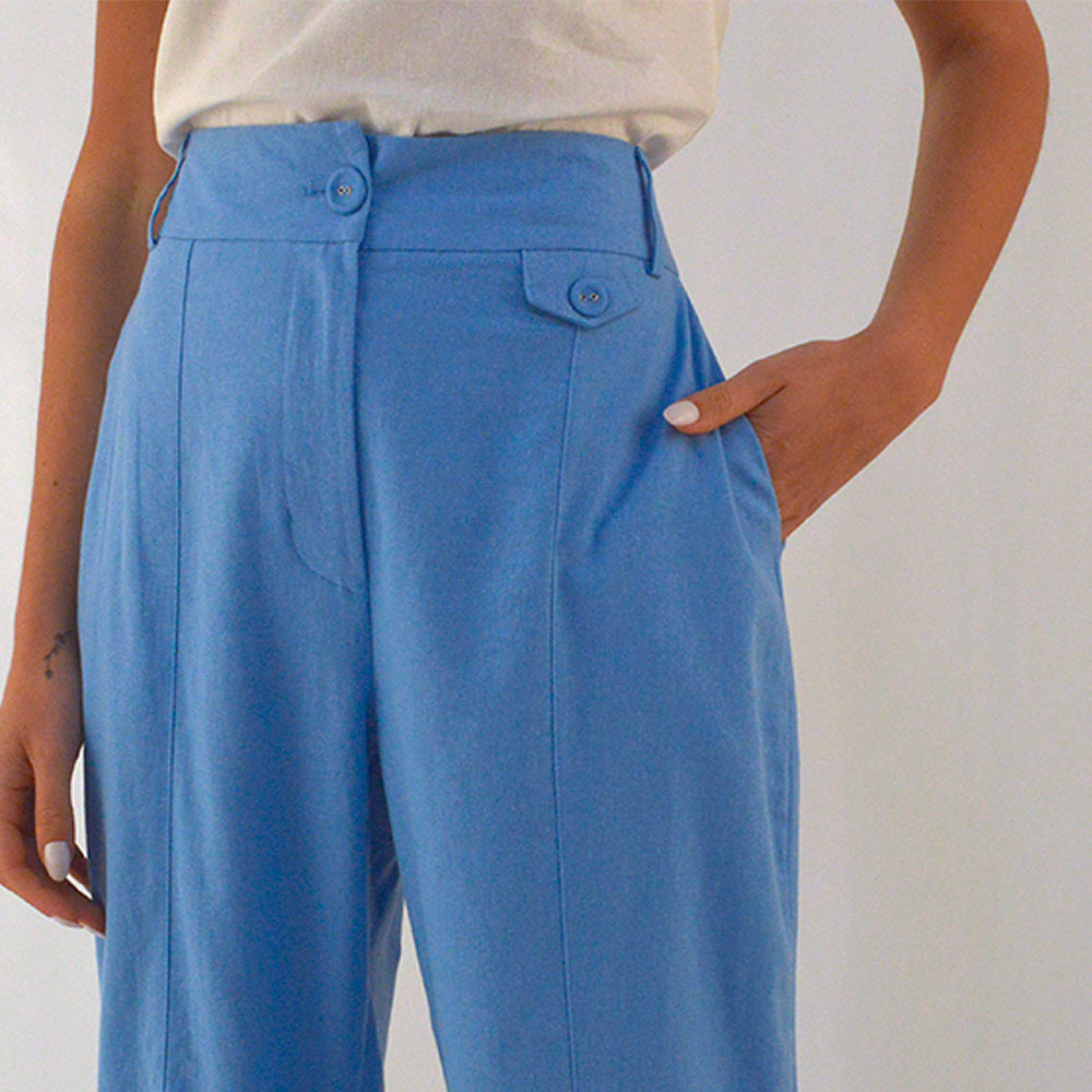 Cala Skinny Em Linho Com Detalhe Lapela Lez a Lez  - Foto 2
