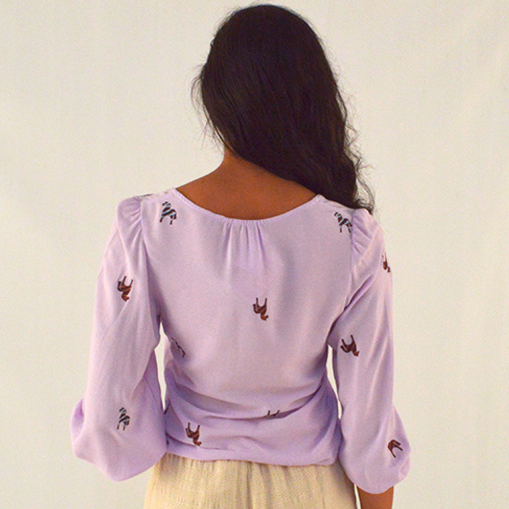 Blusa Bordado Cavalinho Lavanda Canto - Foto 2