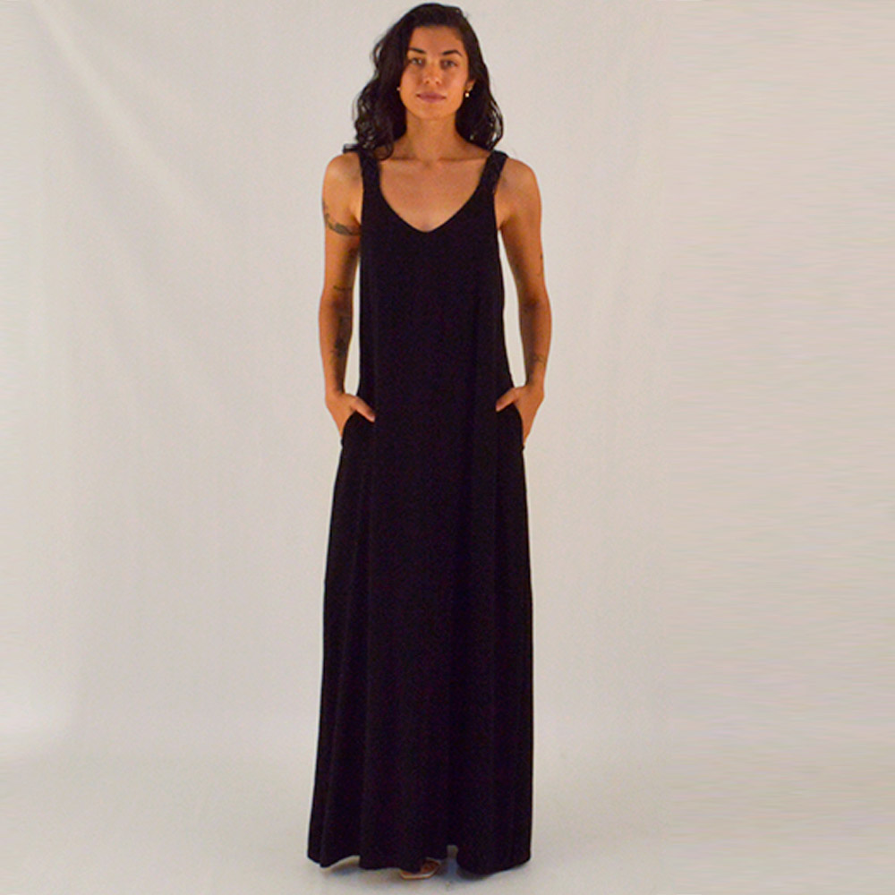 Vestido Longo Ala Macram Preto Reserva Natural  - Foto 1