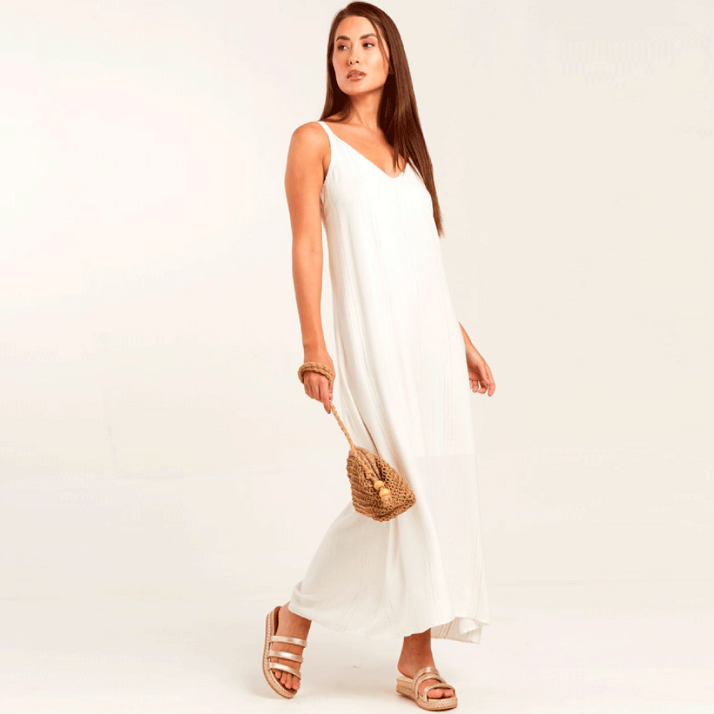 Vestido De Alcinha Longo Off White Declari  - Foto 1