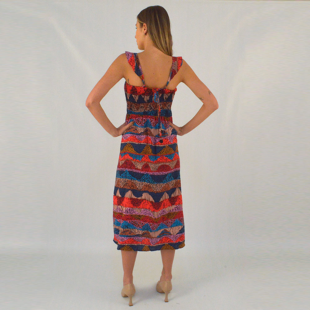 Vestido De Ala Com Babados Estampa Marrake Canto  - Foto 3