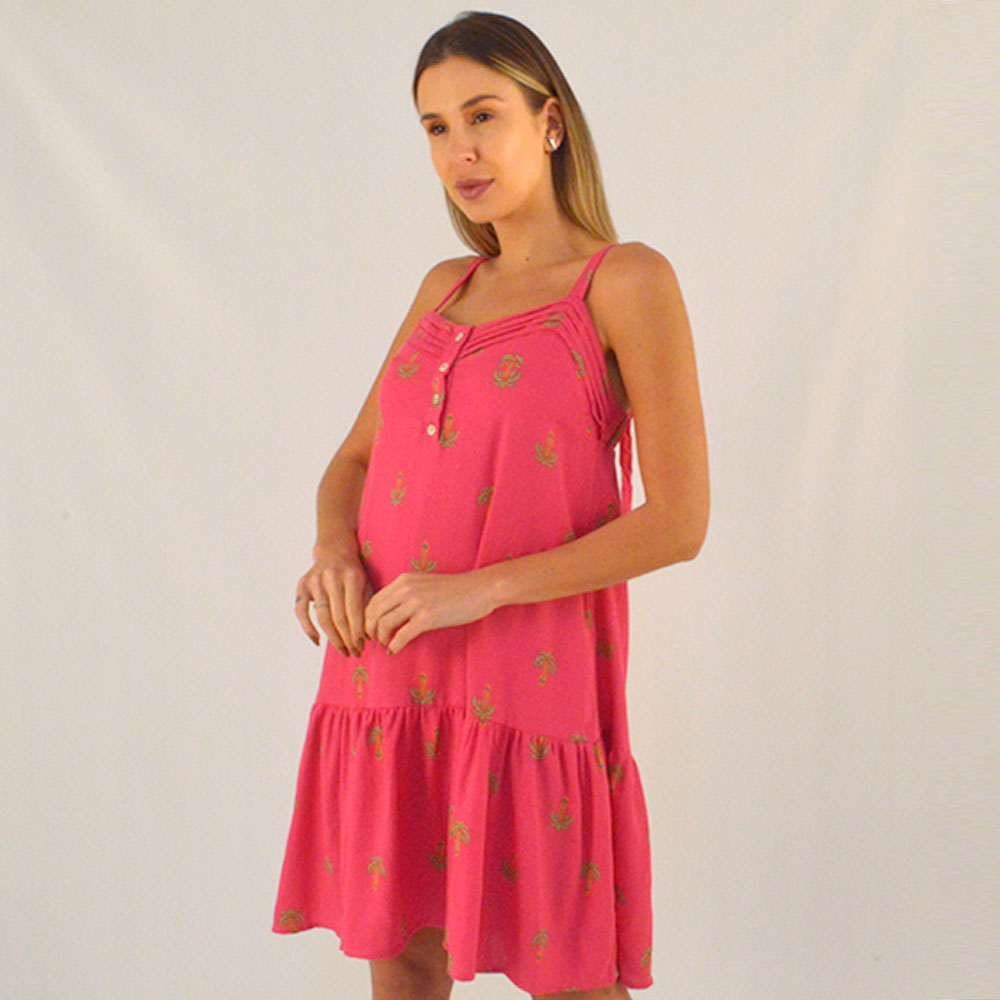 Vestido Ala Estampa Palmeirinhas Canto  - Foto 1
