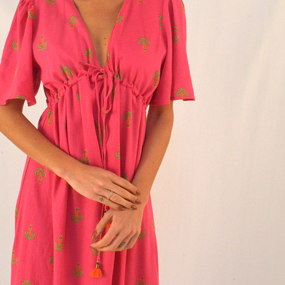 Vestido Longo Estampa Palmeirinha Canto  - Foto 2