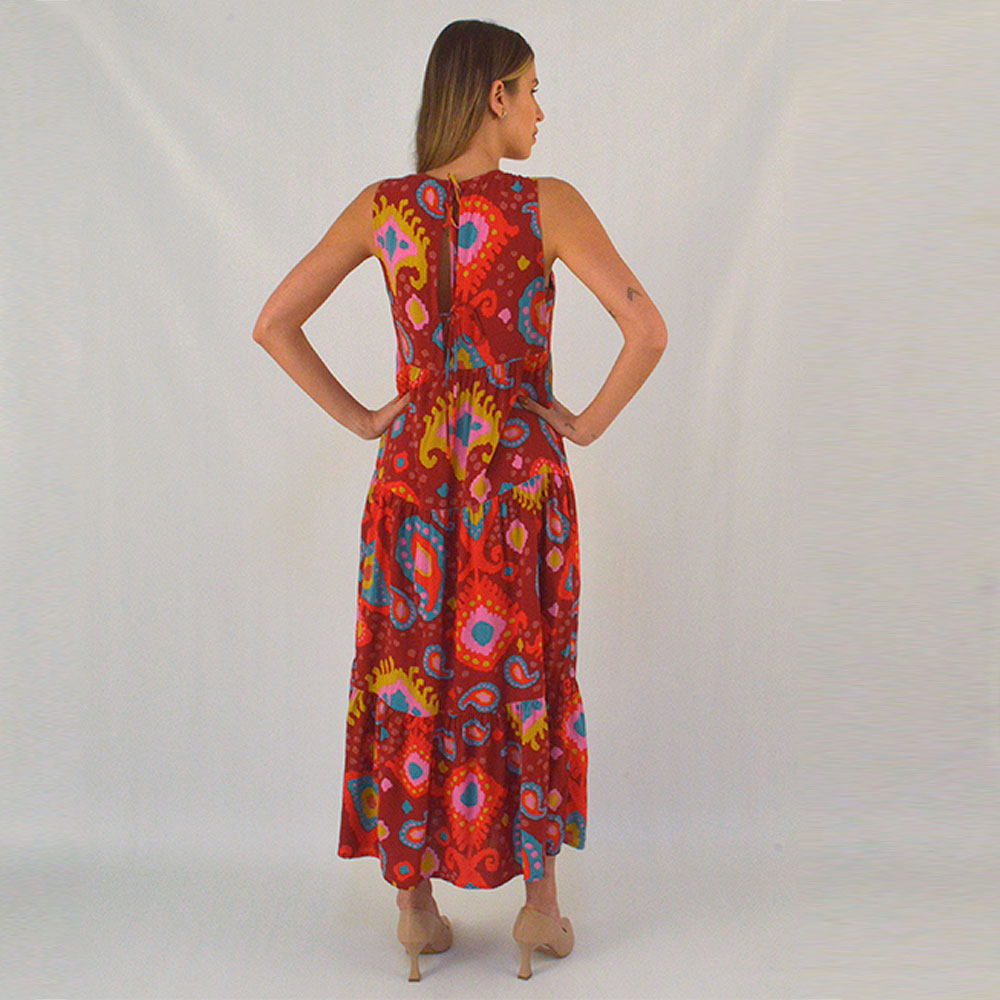 Vestido Longo Camadas Estampa Iberica Canto - Foto 3