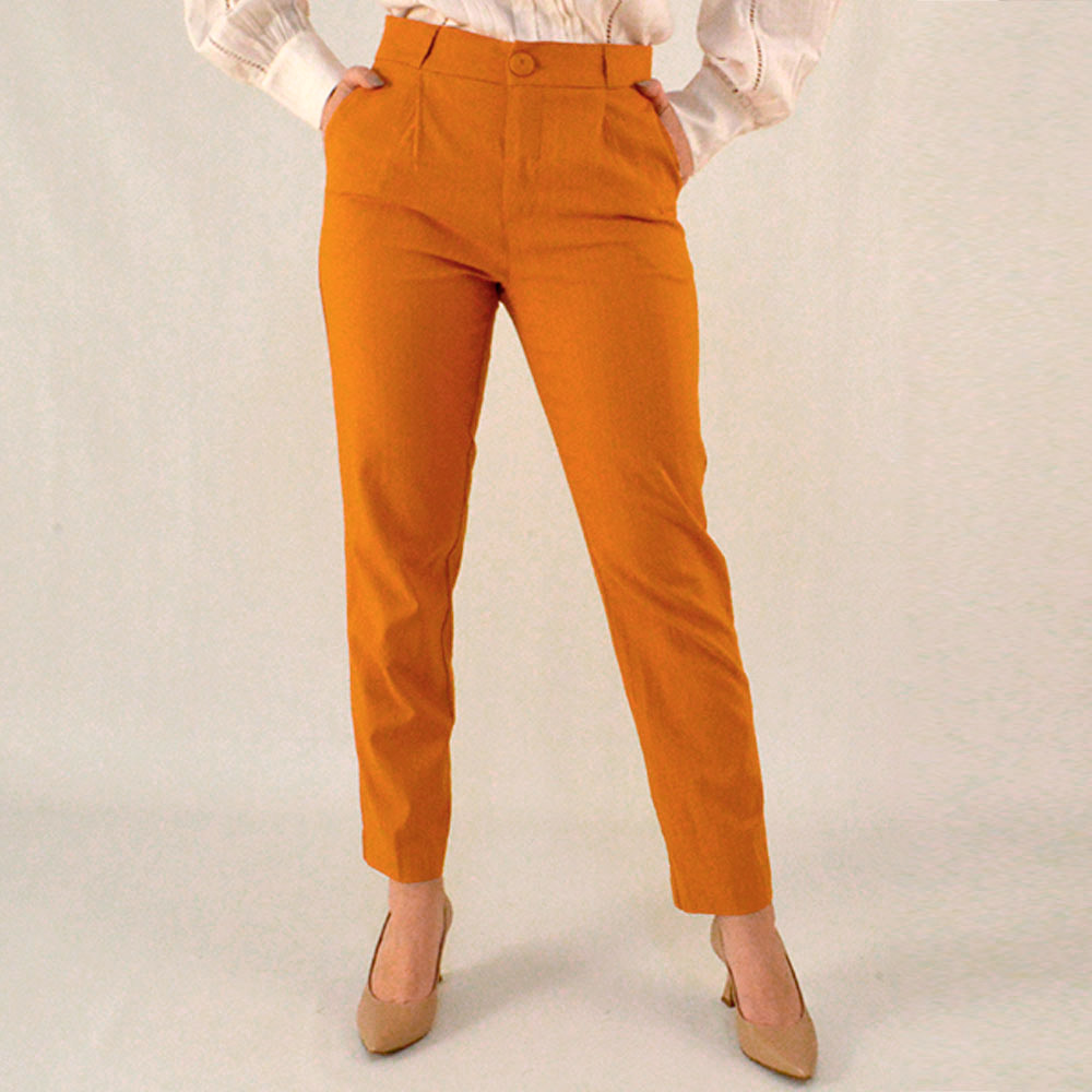 Cala Viscolinen com Elastano Amarelo Gatos e Atos - Foto 1