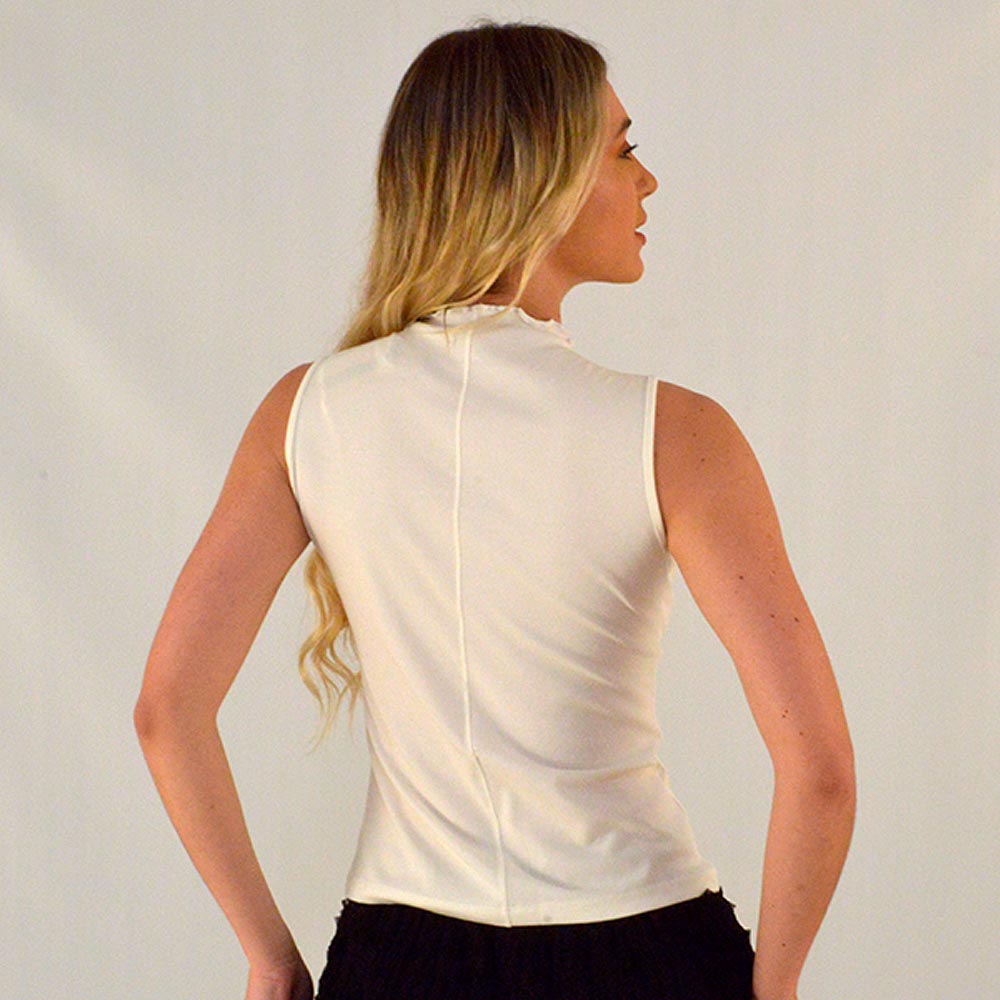 Blusa Regata Canelada Off White Gatos e Atos  - Foto 2