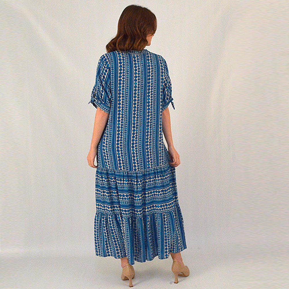 Vestido Midi Modal Linen Light Estampa Azul Gatos e Atos  - Foto 2