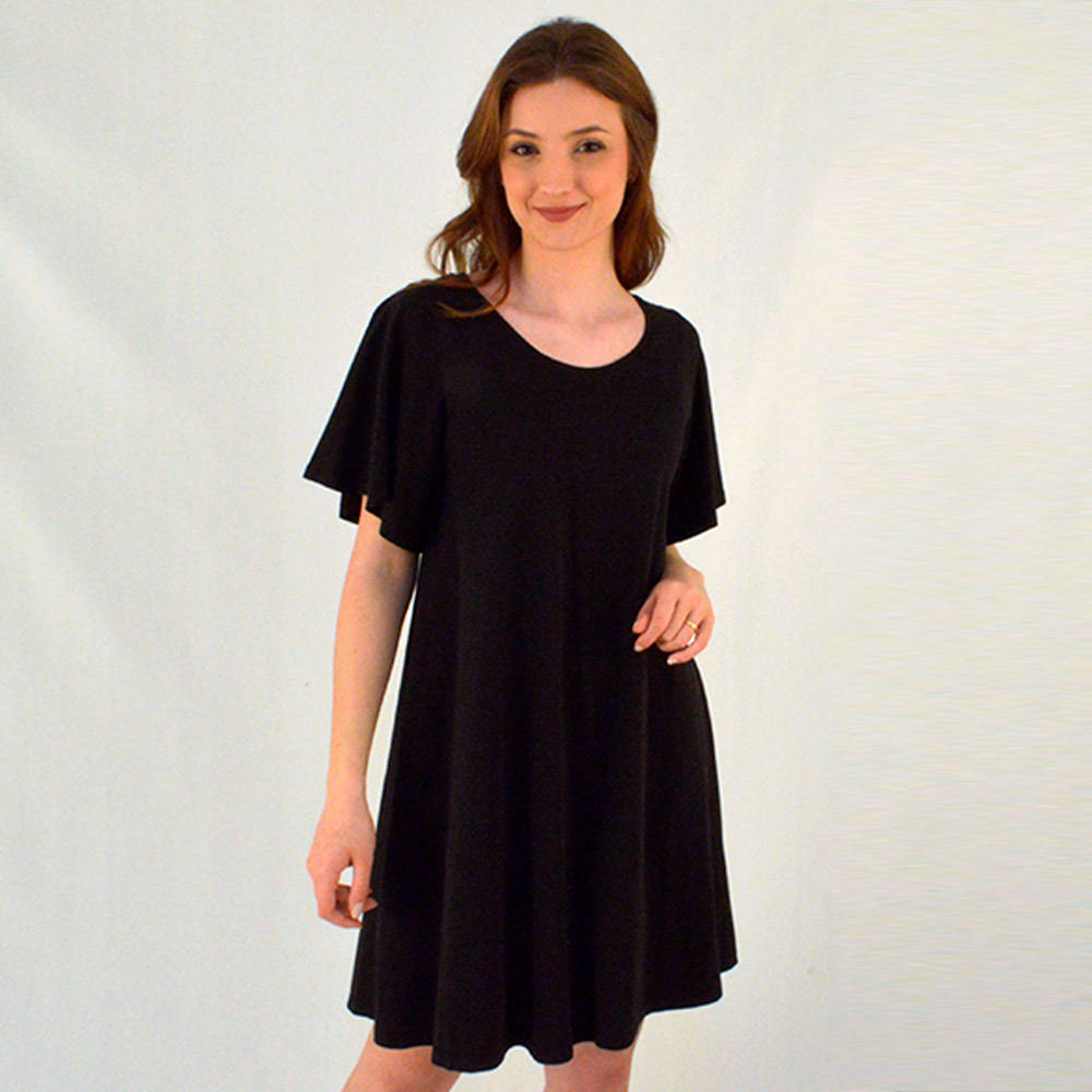 Vestido Curto Amplo Preto Canto  - Foto 1