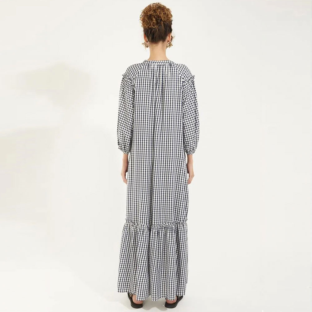 Vestido Viscose Vichy Com Leno Canto  - Foto 4