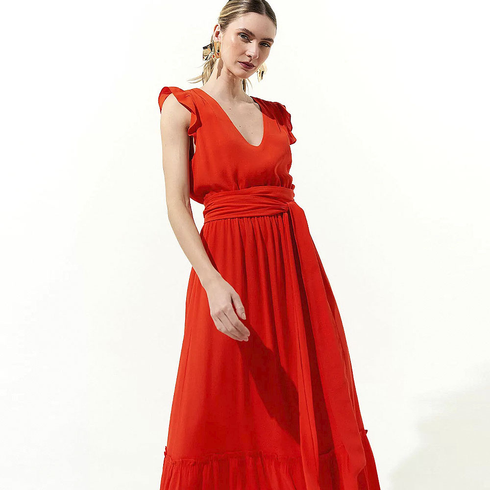 Vestido Midi Vermelho MX Fashion - Foto 2