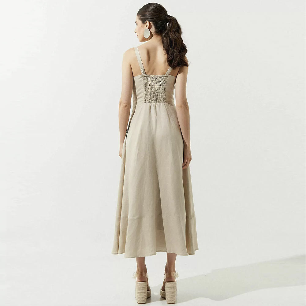 Vestido Midi Com Recortes Cor Cru MX Fashion - Foto 2