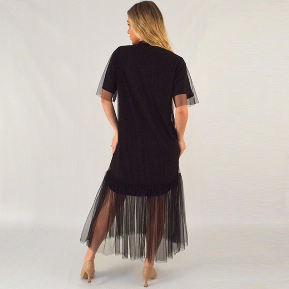 Vestido + Tule Sobreposto Preto Hush - Foto 2