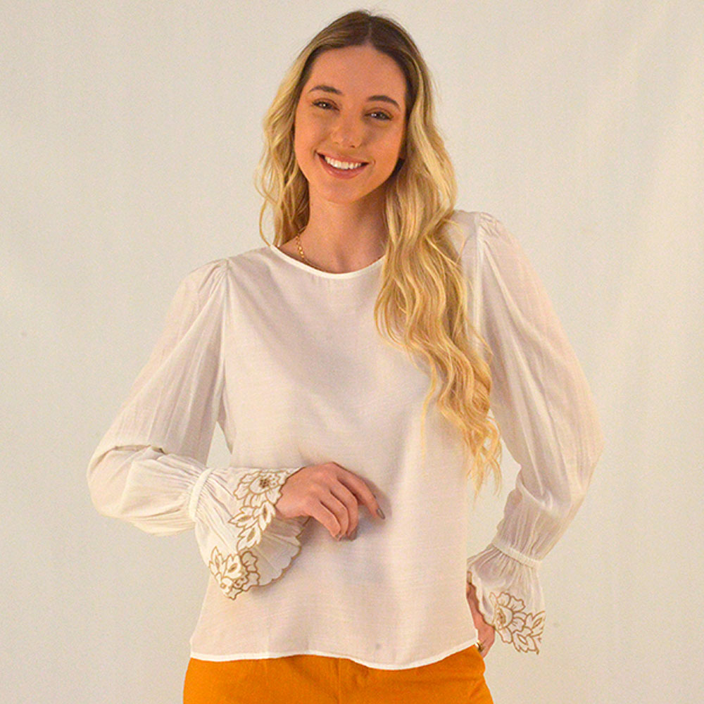 Blusa Viscose Branca Alice - Foto 1
