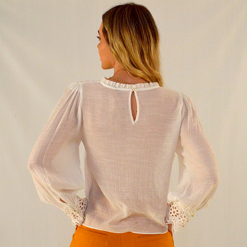 Blusa Com Renda Branca Alice - Foto 3