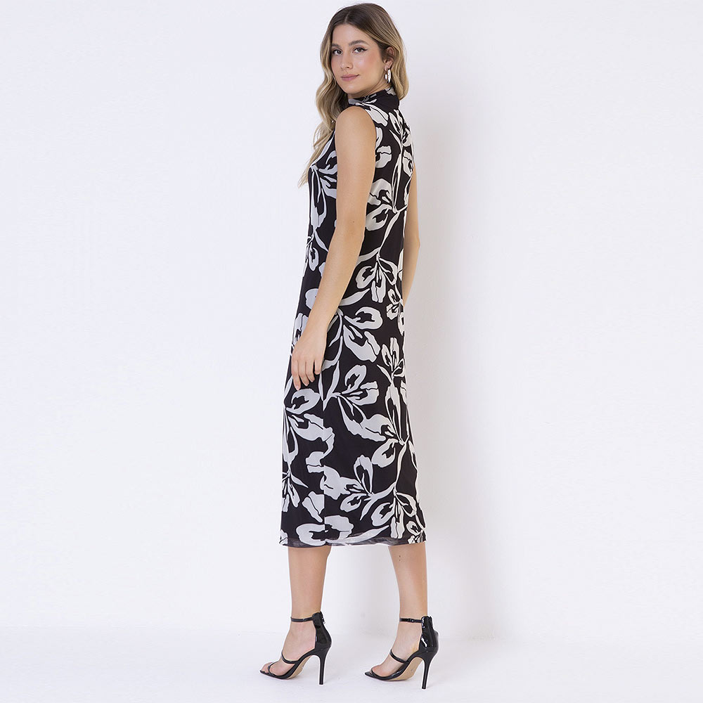 Vestido Midi Tule Estampado Seiki - Foto 1