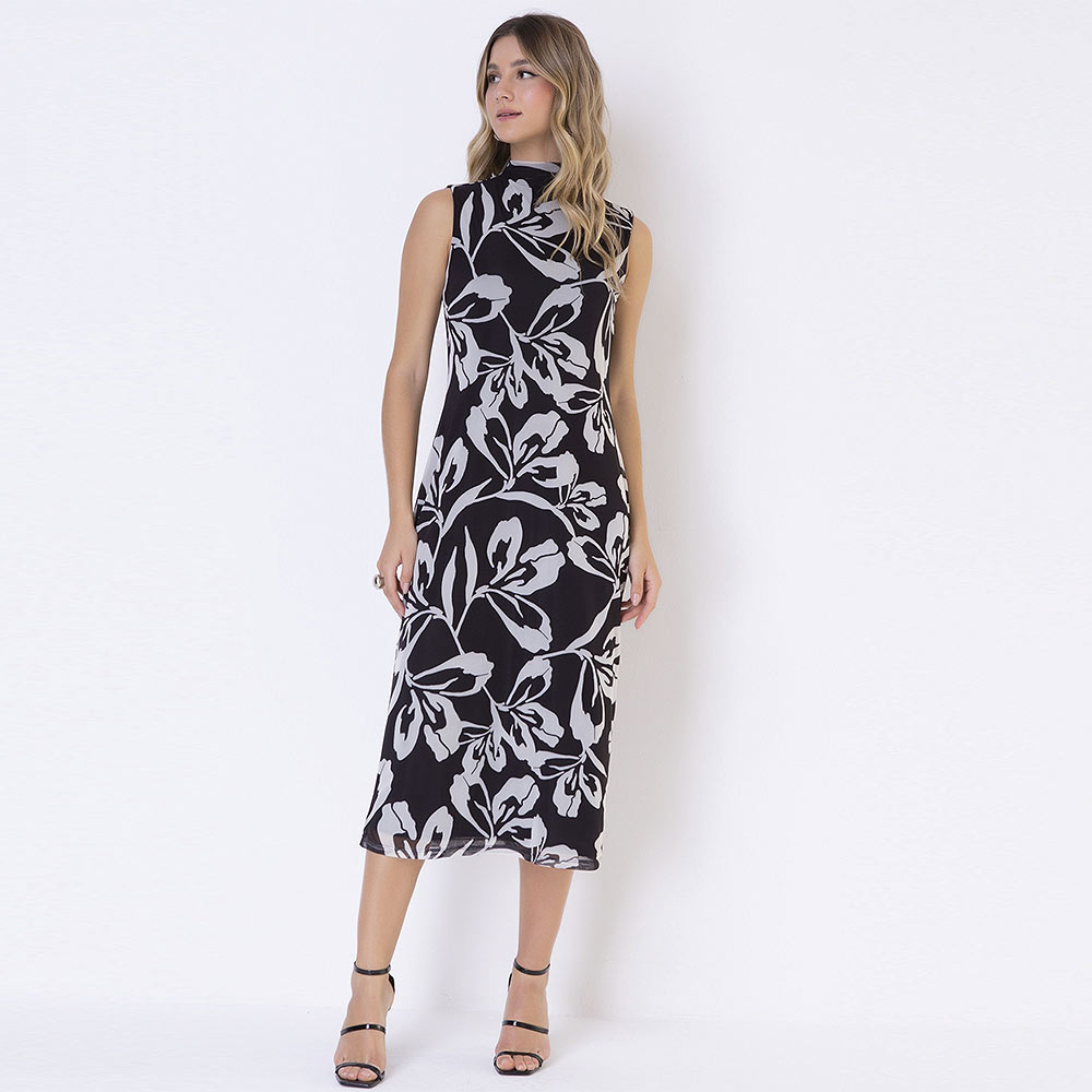 Vestido Midi Tule Estampado Seiki - Foto 3