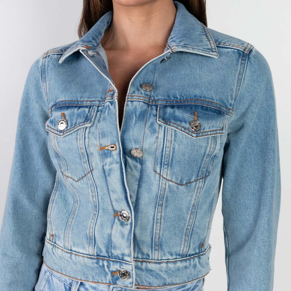 Jaqueta Jeans Trucker Flor De Lis - Foto 2
