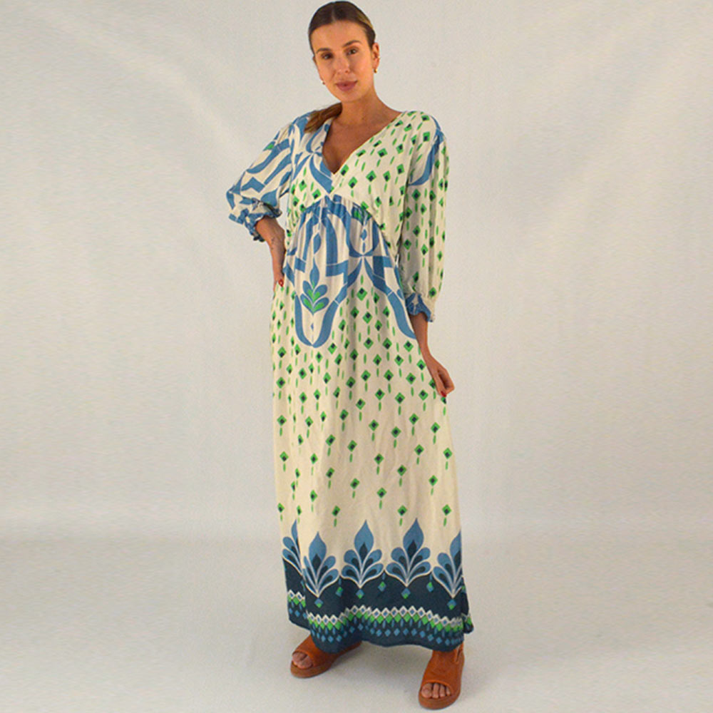 Vestido Longo Tranaa Estampa Safim Canto  - Foto 1