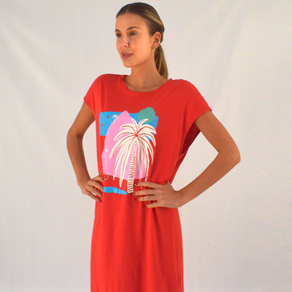 Vestido Midi Silk Refugio Vermelho Canto  - Foto 2