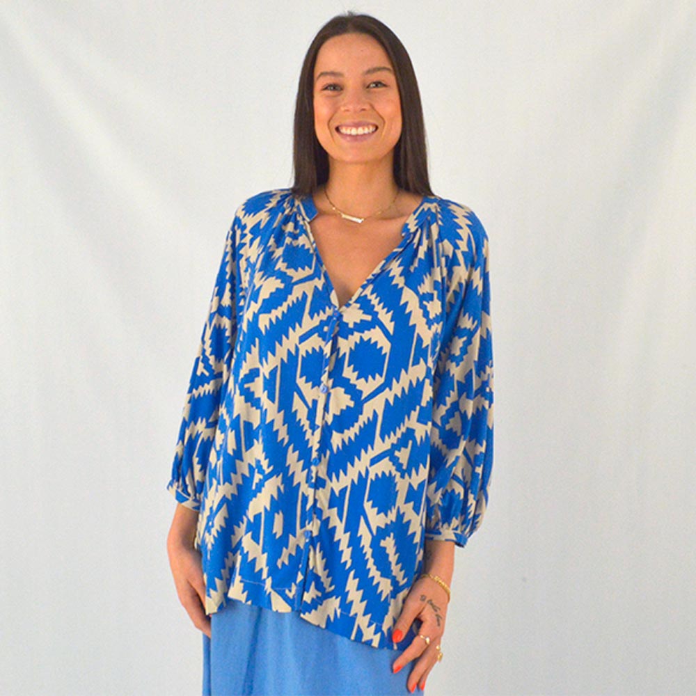 Blusa Bata Estampa Rissani Canto - Foto 1