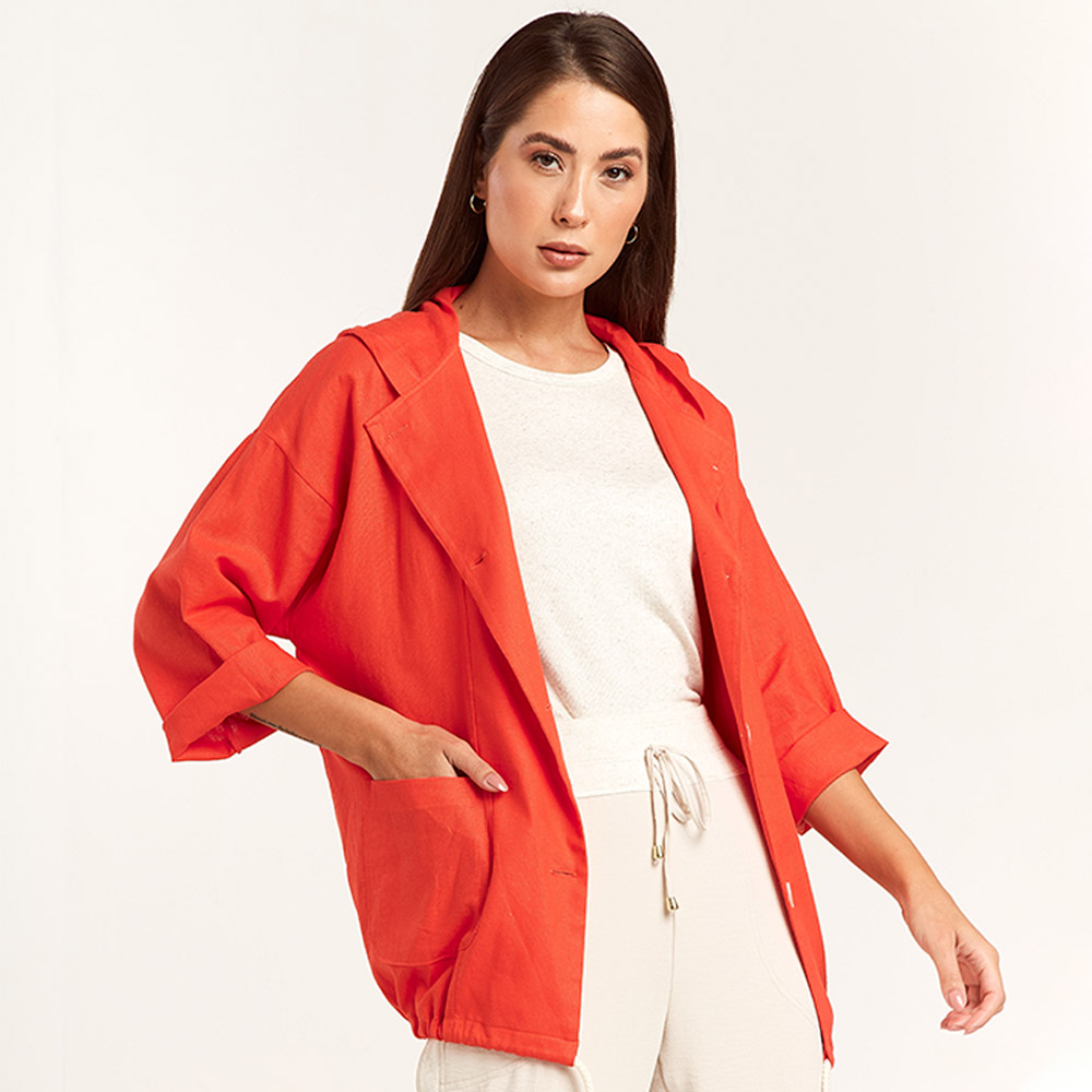 Parka Over Linho Declari Vermelho - Foto 1