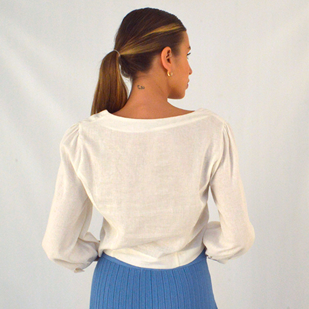 Blusa Manga 3/47 Em Cambraia Off White Insp by Cheroy - Foto 2