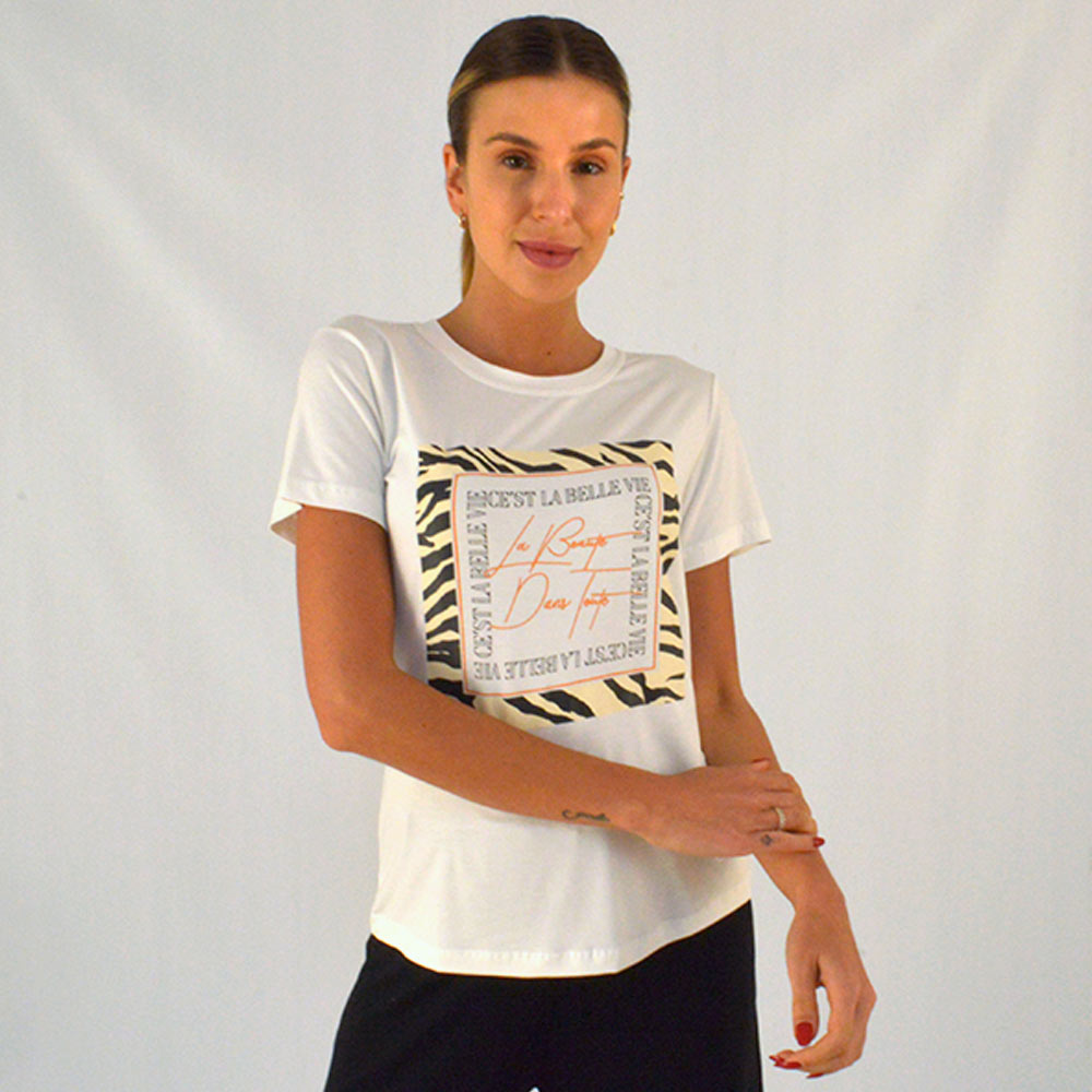 Blusa T-shirt Estampada Off White Color Full - Foto 1