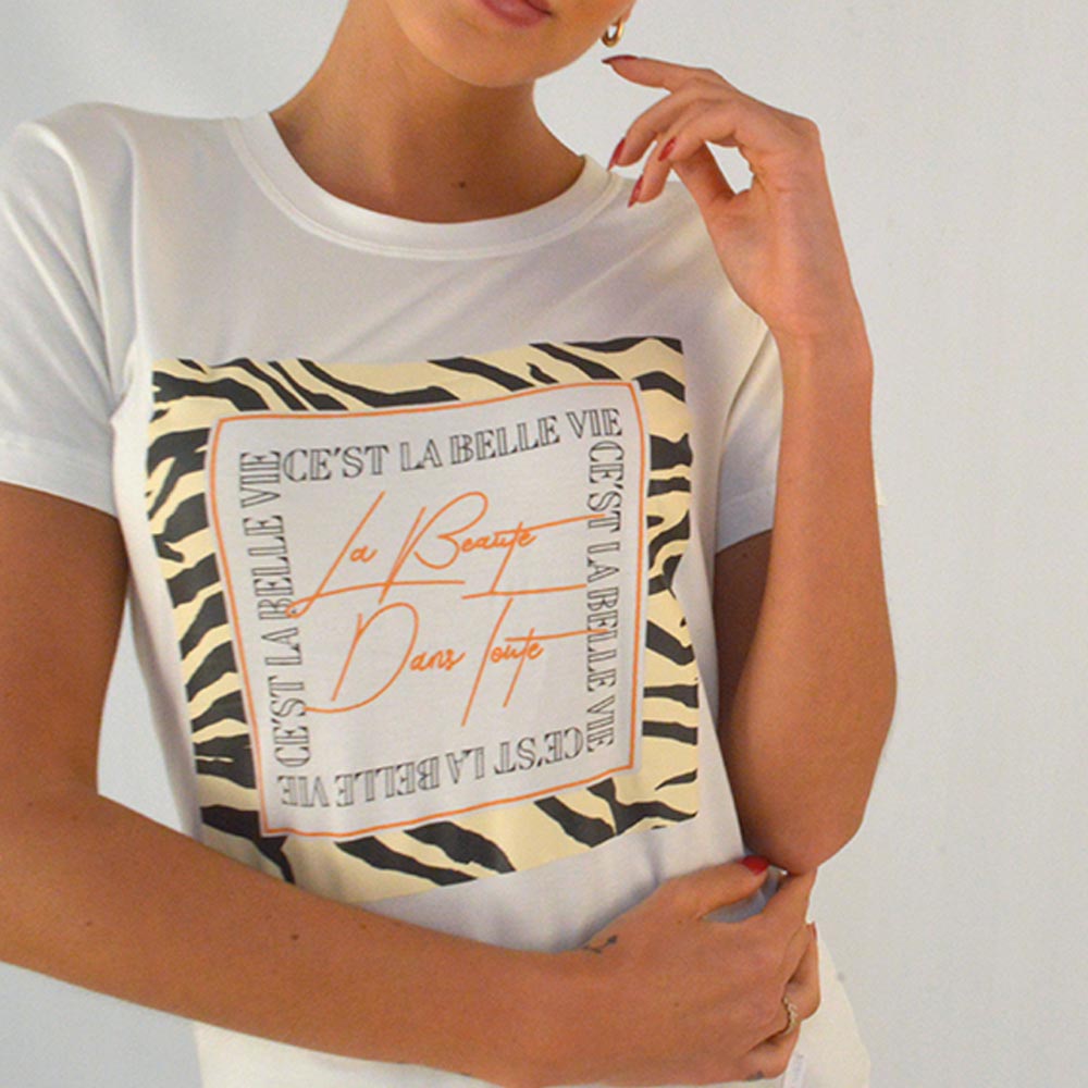 Blusa T-shirt Estampada Off White Color Full - Foto 2
