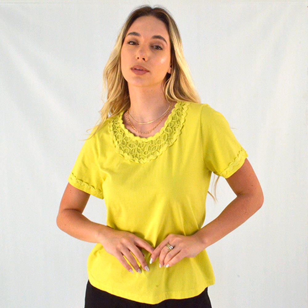 Blusa Detalhe Floral Cor Lima Reserva Natural  - Foto 2
