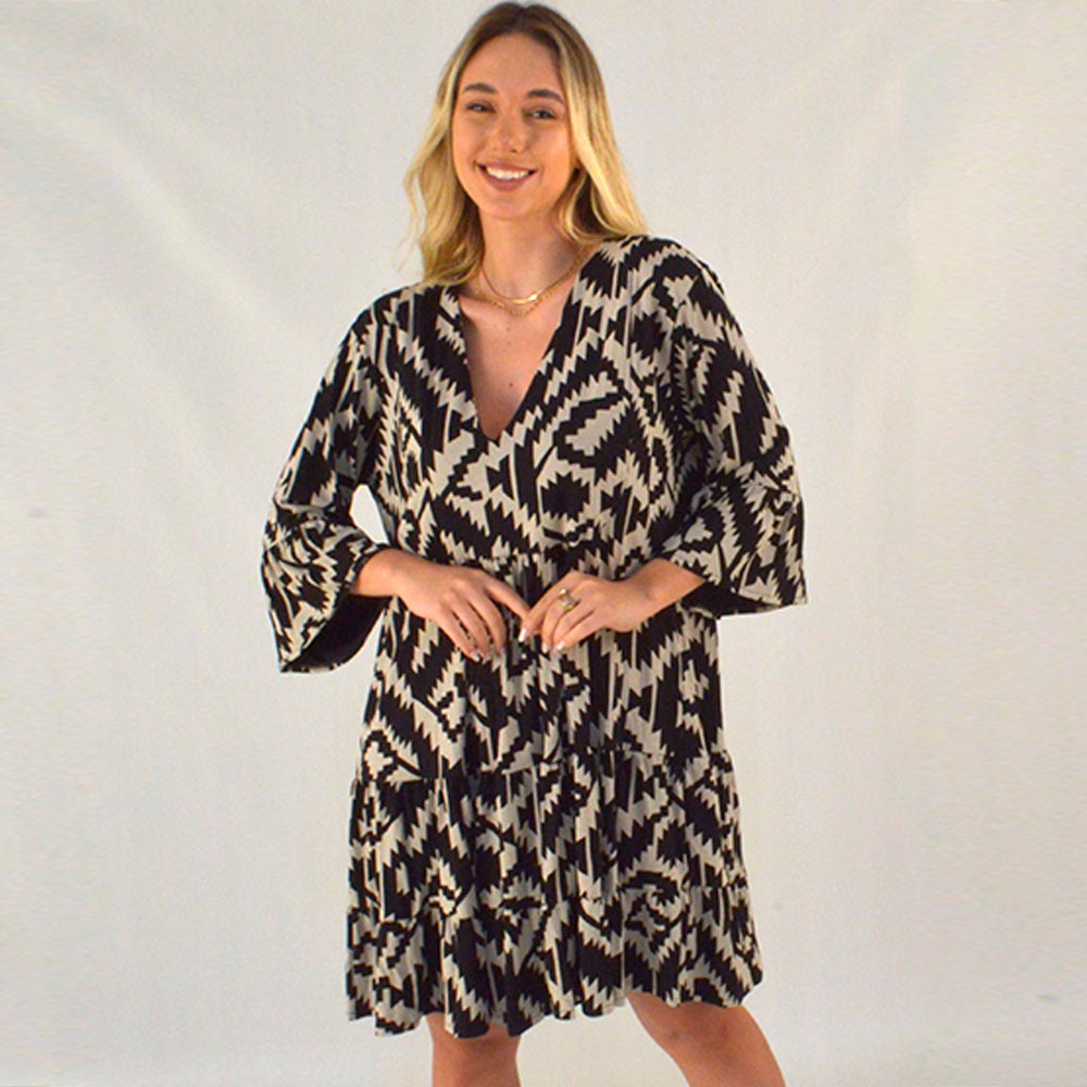 Vestido Curto Estampa Corroso Rissani Canto  - Foto 1