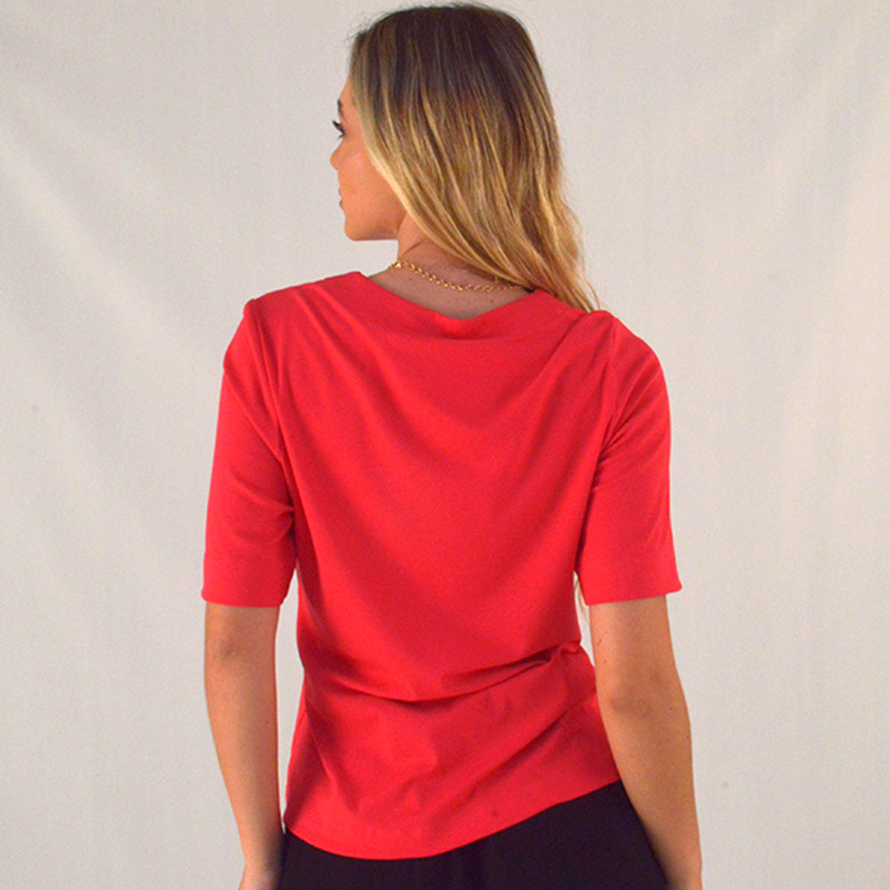 Blusa Malha Canelada Cor Pitaya Scalon  - Foto 2