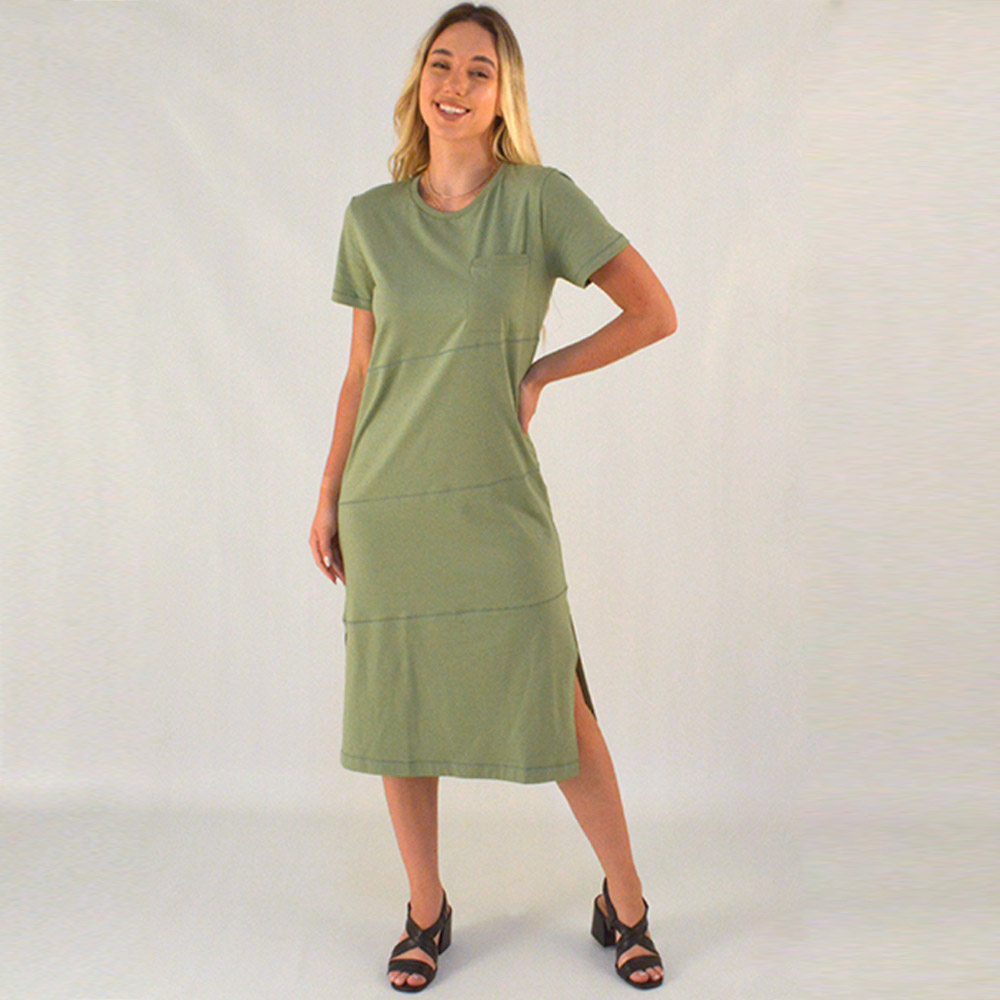 Vestido Midi Malha Cotton Pistache Gatos e Atos - Foto 1