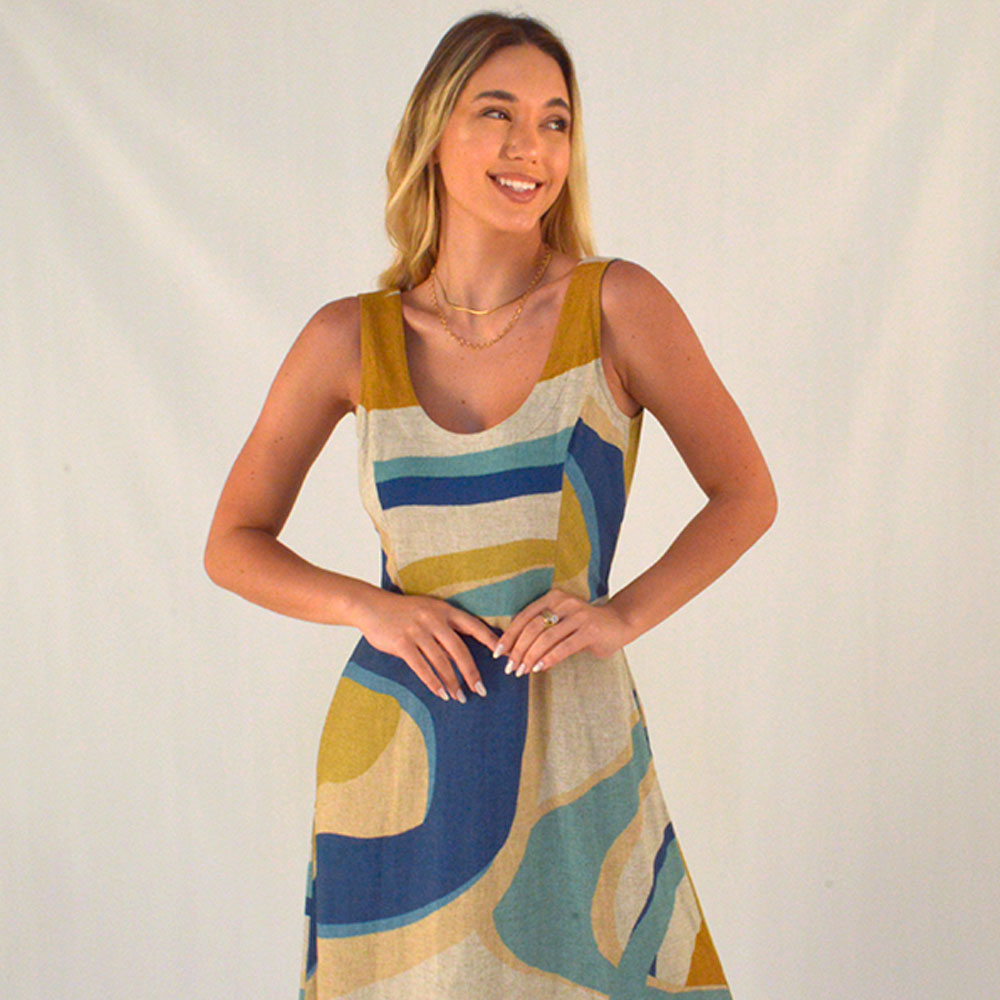 Vestido Midi Modal Linen Estampado Gatos e Atos - Foto 2