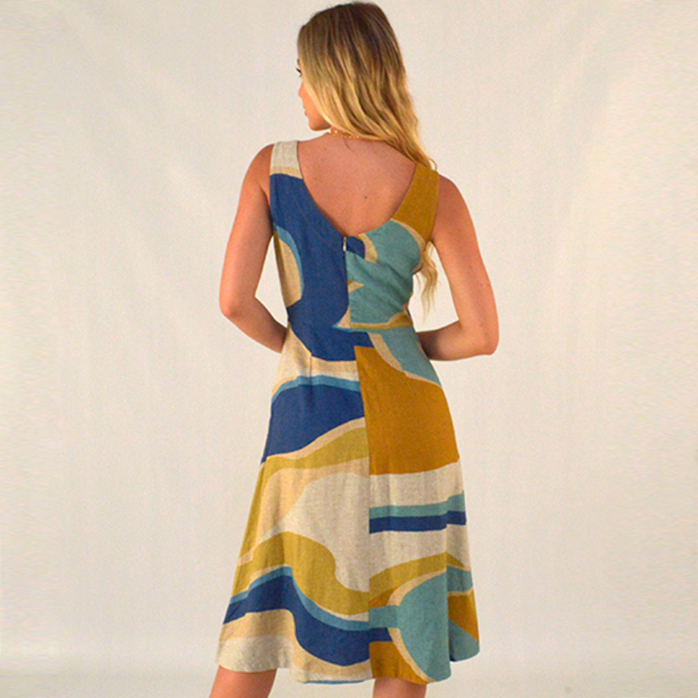 Vestido Midi Modal Linen Estampado Gatos e Atos - Foto 3
