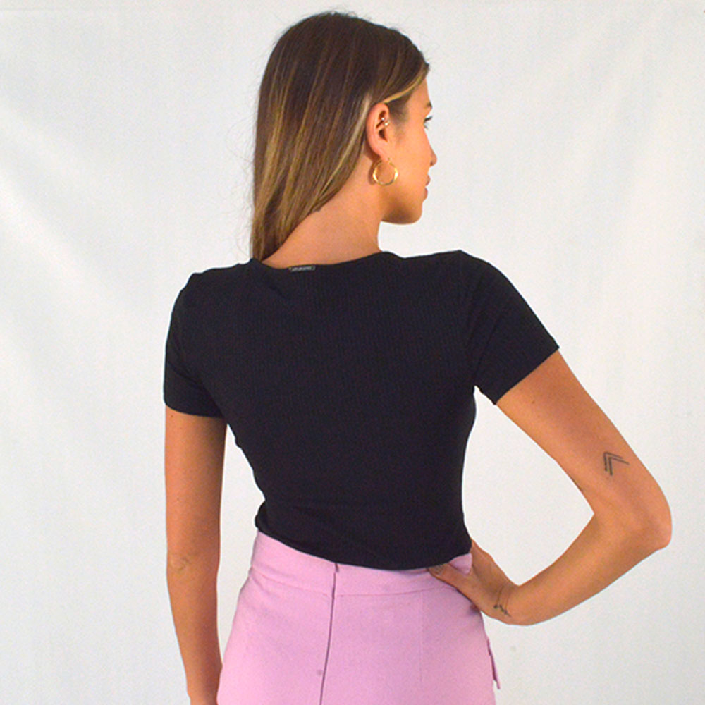 Blusa Canelada Cor Off White Flor de Lis Viscolycra  - Foto 3