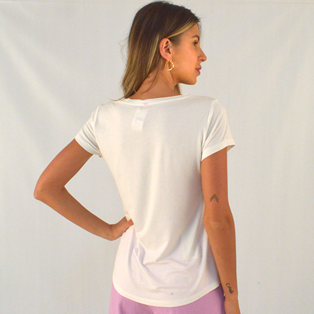 T-shirt Viscose Miss Berie Cor Off White - Foto 2