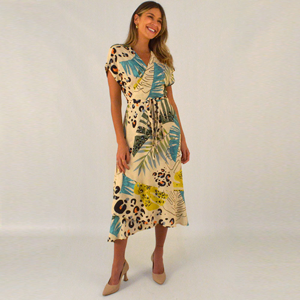 Vestido Envelope Estampa Multicolor Declari  - Foto 1