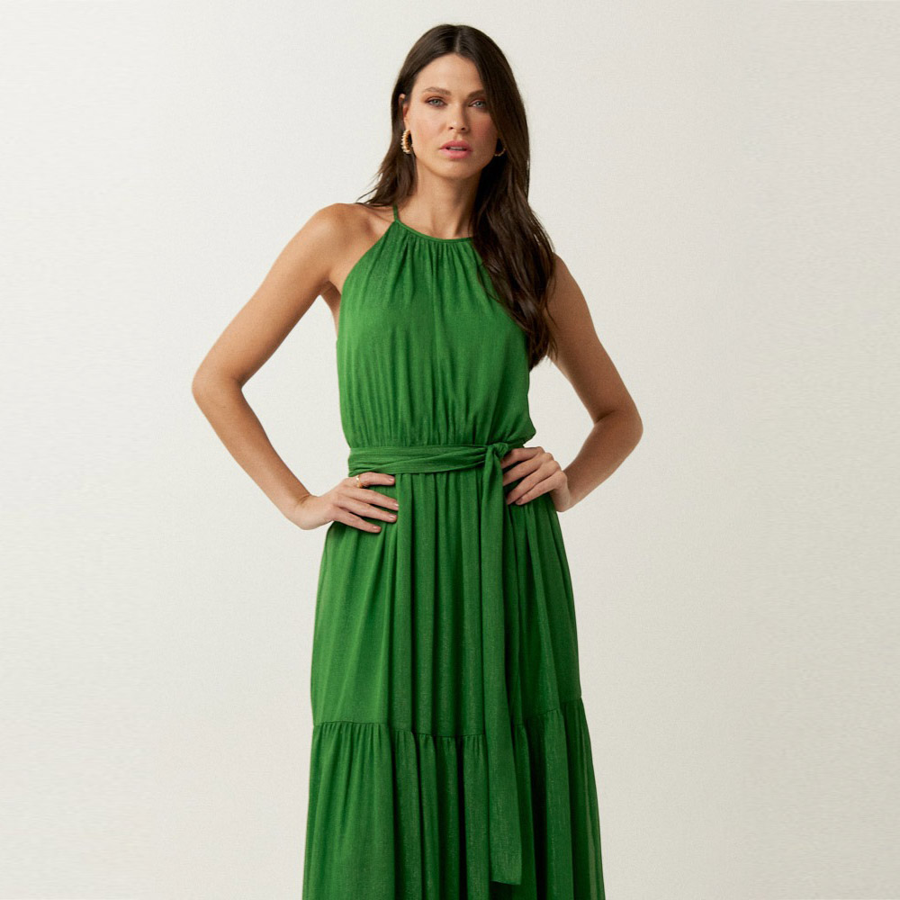 Vestido Longo Chiffon Yoriun Verde Innocence - Foto 2